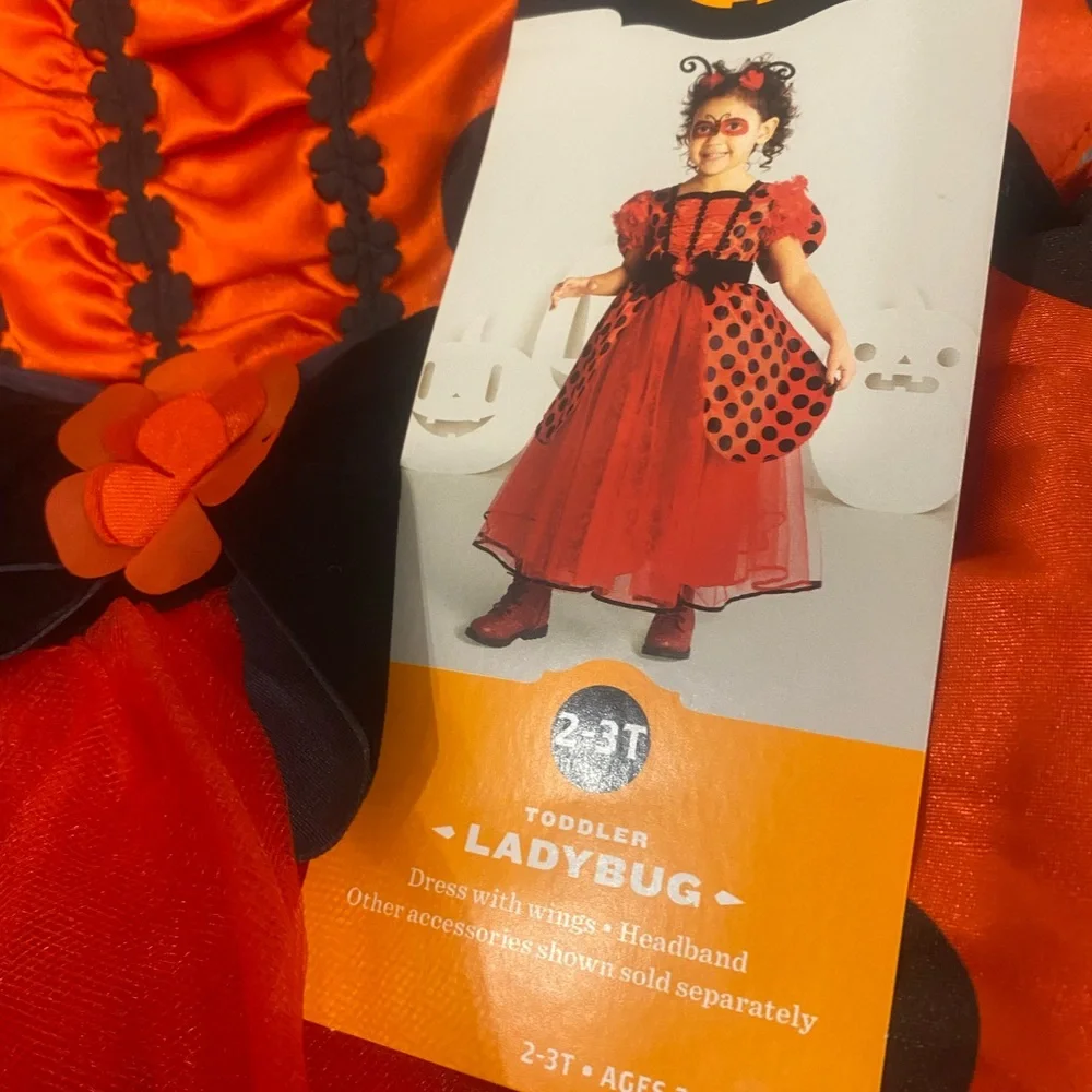 Toddler Red Ladybug Costume Dress with Black Polka Dots